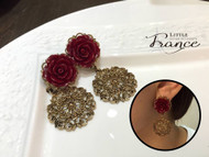 Palace Style Red Rose Earrings
