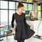 Adjustable Waistband Petal Collar Dress