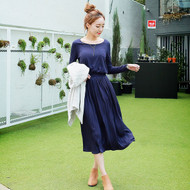 Plain Pocket Pleated Maxi Dress