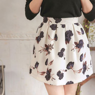 Flower Pattern Pleated Skirt