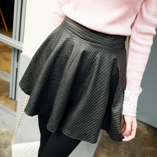 Faux A Line Leather Skirt 