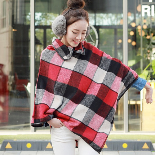 Scotland Plaid Wool Cape Coat