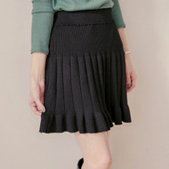 Lotus Leaf Trim Knit Pleated Skirt