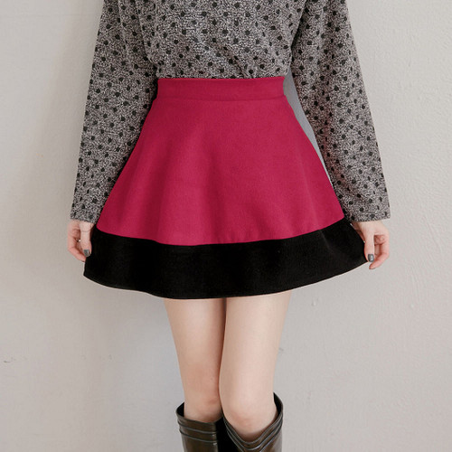 Color Stitching Swing Skirt