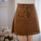 Flowers Fringed Suede Skirt