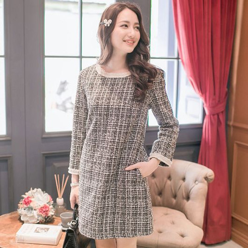 Chain Trim Wool Dress