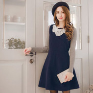 Beaded Lace Stitch Wool Dress