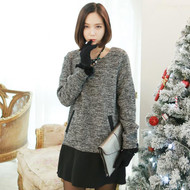 Stitching Wool Long-Sleeved Dress