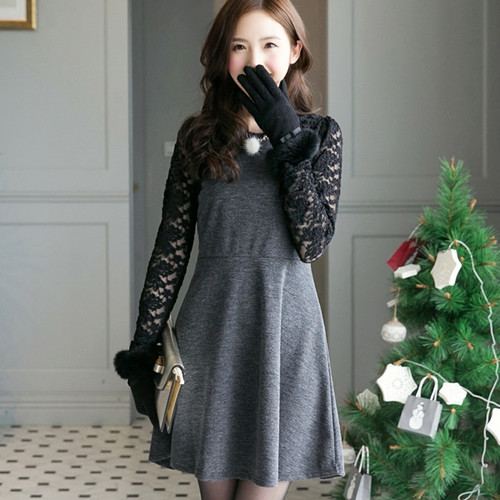 Lace Sleeve Stitching Dress