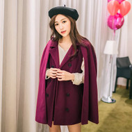 Breasted Wool Cape-Style Coat