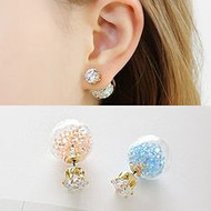 Rhinestone and Bead Double-Stud Earrings