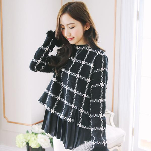 Plaid Chiffon Stitching Shirt