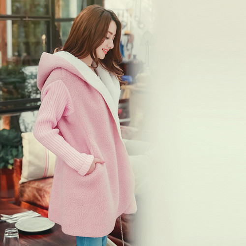 Wool Coat With Knit Sleeves