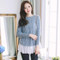 Chiffon Stitching Cable Knit Sweater