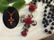 Red Rose Cross Pendant with Black Beads Necklace