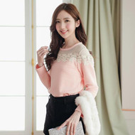 See Through Lace Stitching Cotton Top