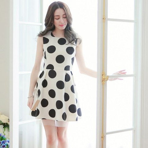 Layered Gauze Polka Dot Dress