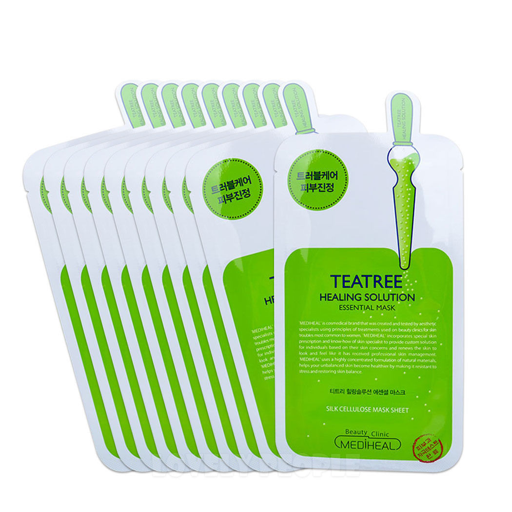 MEDIHEAL Teatree Healing Solution Essential Mask Pack Sheets -  Strawberrycoco