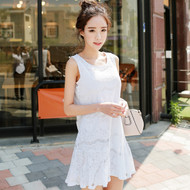 Eyelash Lace U-Neck Sleeveless Dress