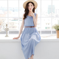 Round Neck Sleeveless Maxi Dress
