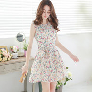 Flower Print Sleeveless Dress