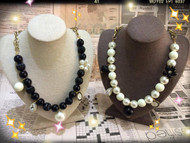 Simple Pearl Necklace with Charms