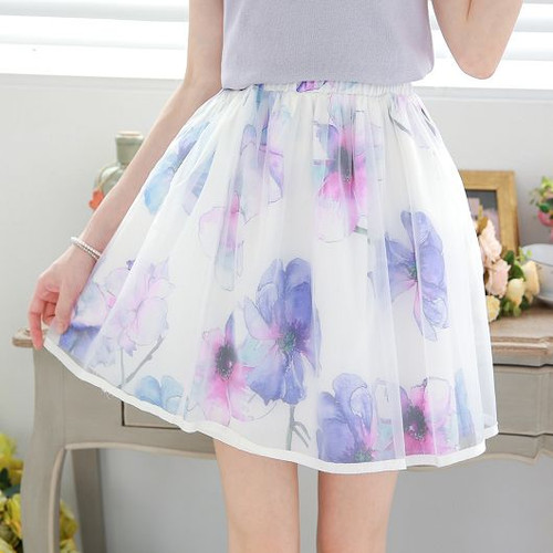 Umbrella Flower Print Skirt