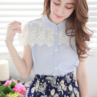 Lace Stitching Short Sleeve Shirt