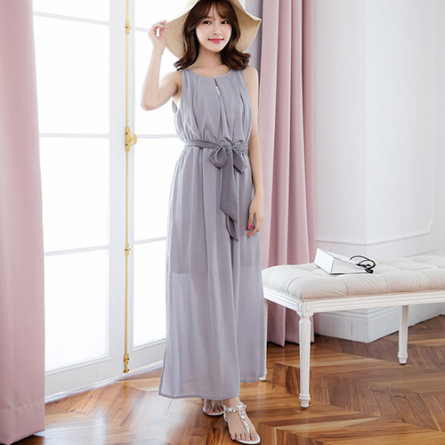 Plain Sleeveless Chiffon Maxi Dress