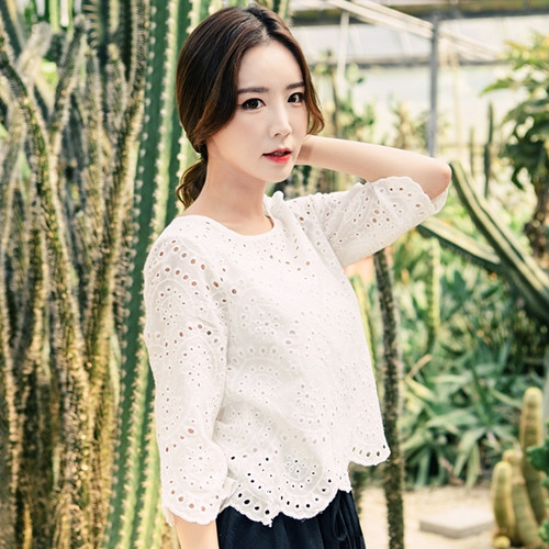 Petal Hem Embroidered Blouse