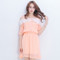 Lace Stitching Collar Strapless Dress