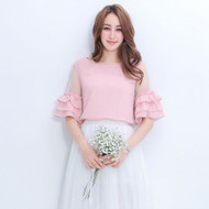 Gauze Sleeve Chiffon Top