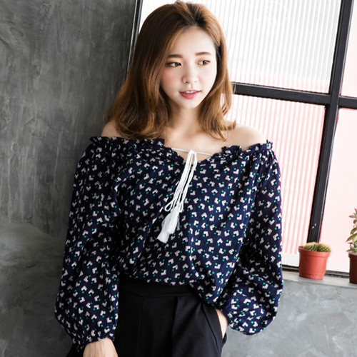 Geometric Print Tassel Shirt