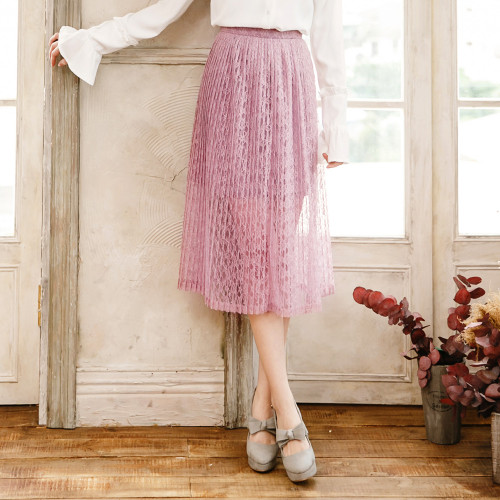 Flower Lace Pleated Skirt
