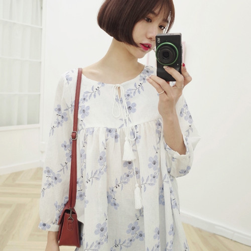 Flowers Tassel Long Sleeve Shirt