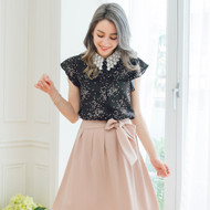 Lace Collar Love Print Blouse