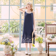 Cute Embroidered Shoulder Strap Maxi Dress 