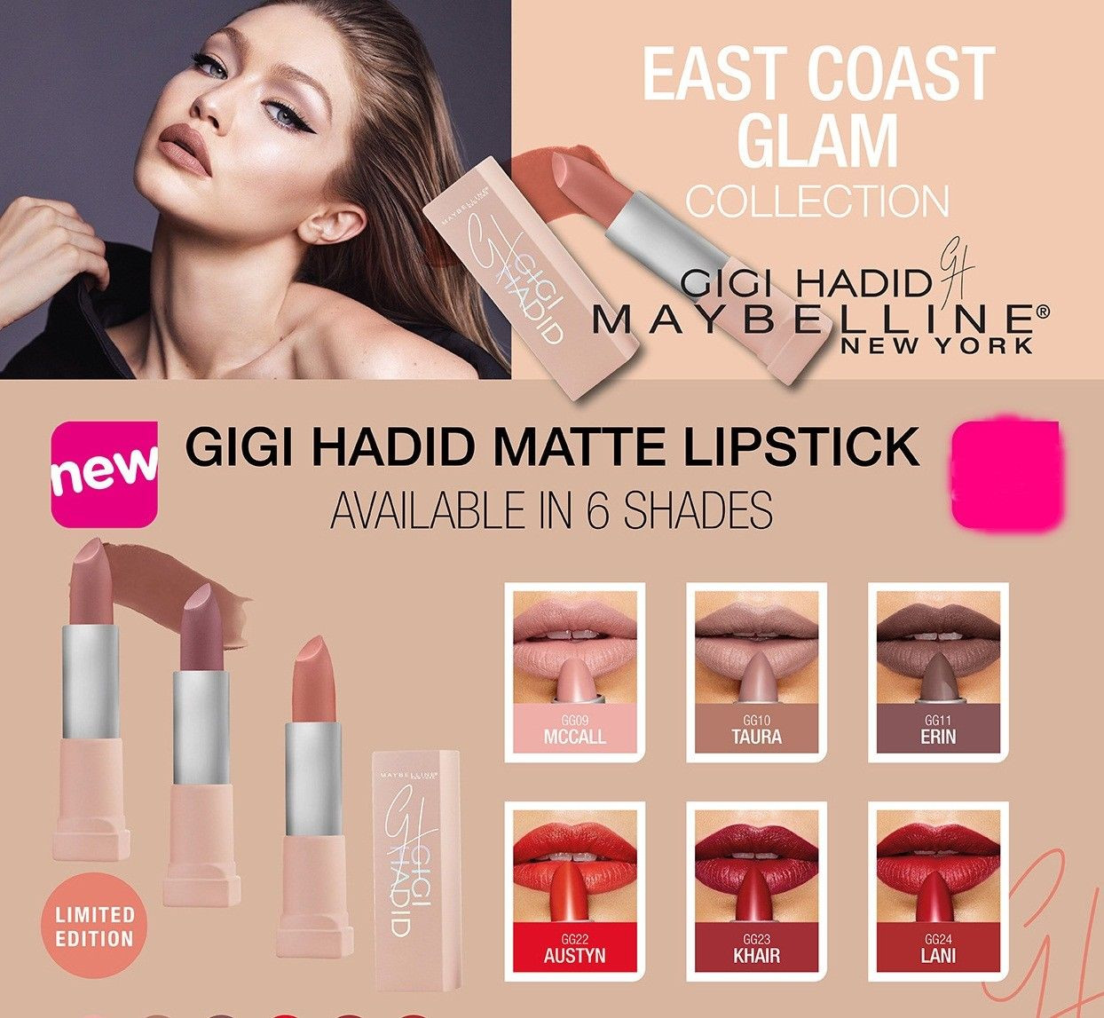 Maybelline New York Gigi Hadid Lip Kit – Mattes Lipset Mit Lipliner & Lippenstift