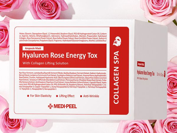 MEDI-PEEL Hyaluron Rose Energy Tox Collagen Lifting Mask - Strawberrycoco