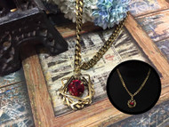 Red Crystal Gold Chain Necklace