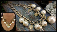Doubled Layered Gold Chain with Pearl Necklace