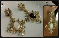Gemstone Drop Gold Earrings