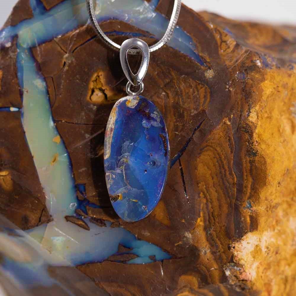 Boulder Opal Women 925 Sterling Silver Pendant FREE GIFT BOX