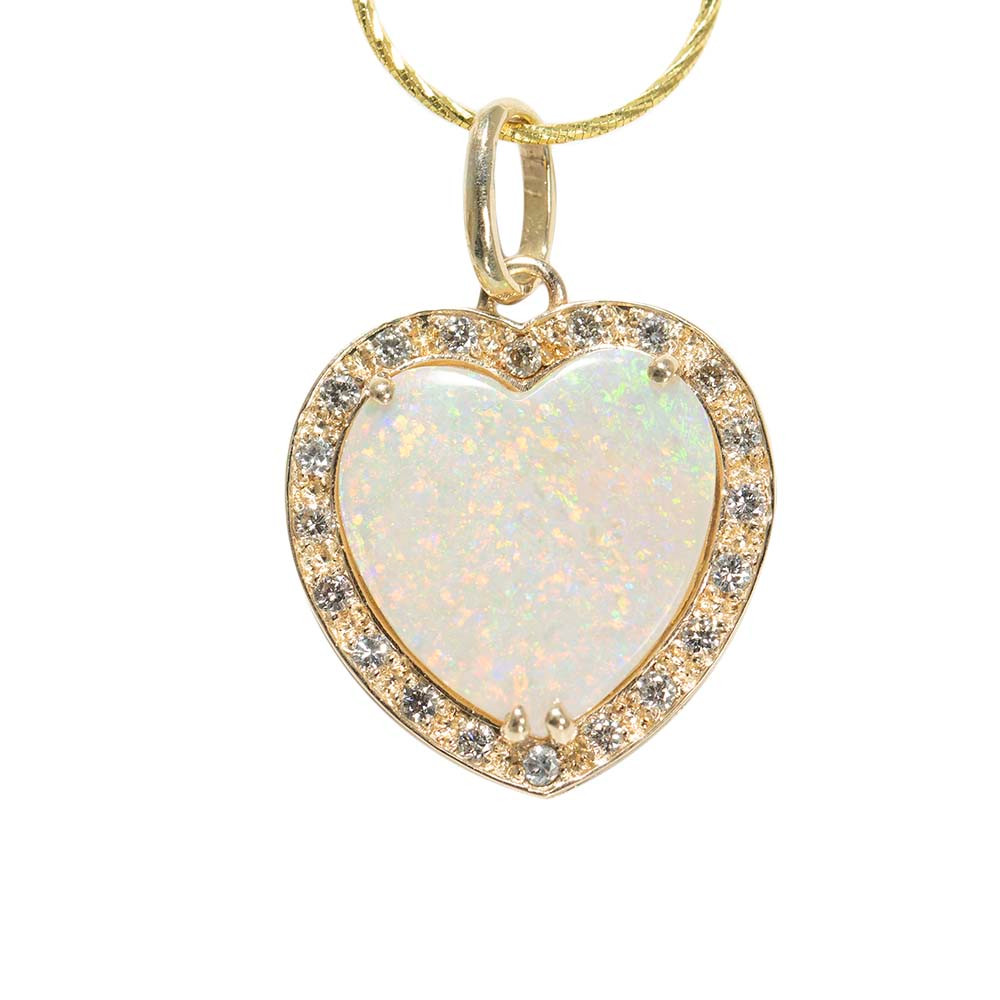 ELECTRIC RED LOVE HEART SHAPED AUSTRALIAN WHITE OPAL NECKLACE