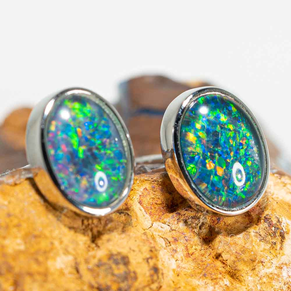black opal stud earrings