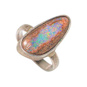 BRIGHT STAR STERLING SILVER AUSTRALIAN SOLID OPAL RING
