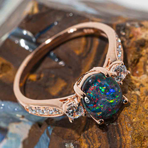 THE ROYALS ROSE GOLD PLATED AUSTRALIAN  OPAL RING
