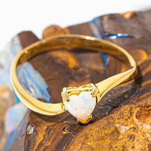 A LOVE STORY 18KT GOLD PLATED AUSTRALIAN WHITE OPAL RING