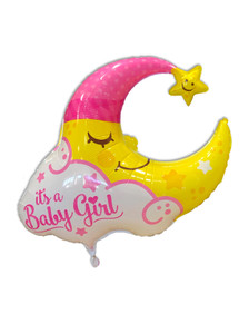 Over the Moon 36" mylar balloon, choose from boy or girl