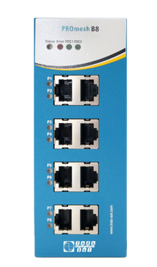promesh b8 industrial managed switch front view.